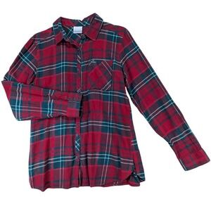 Columbia Flannel Shirt Womens L Red Buffalo Plaid Lumberjack 90s Grunge Gorpcore